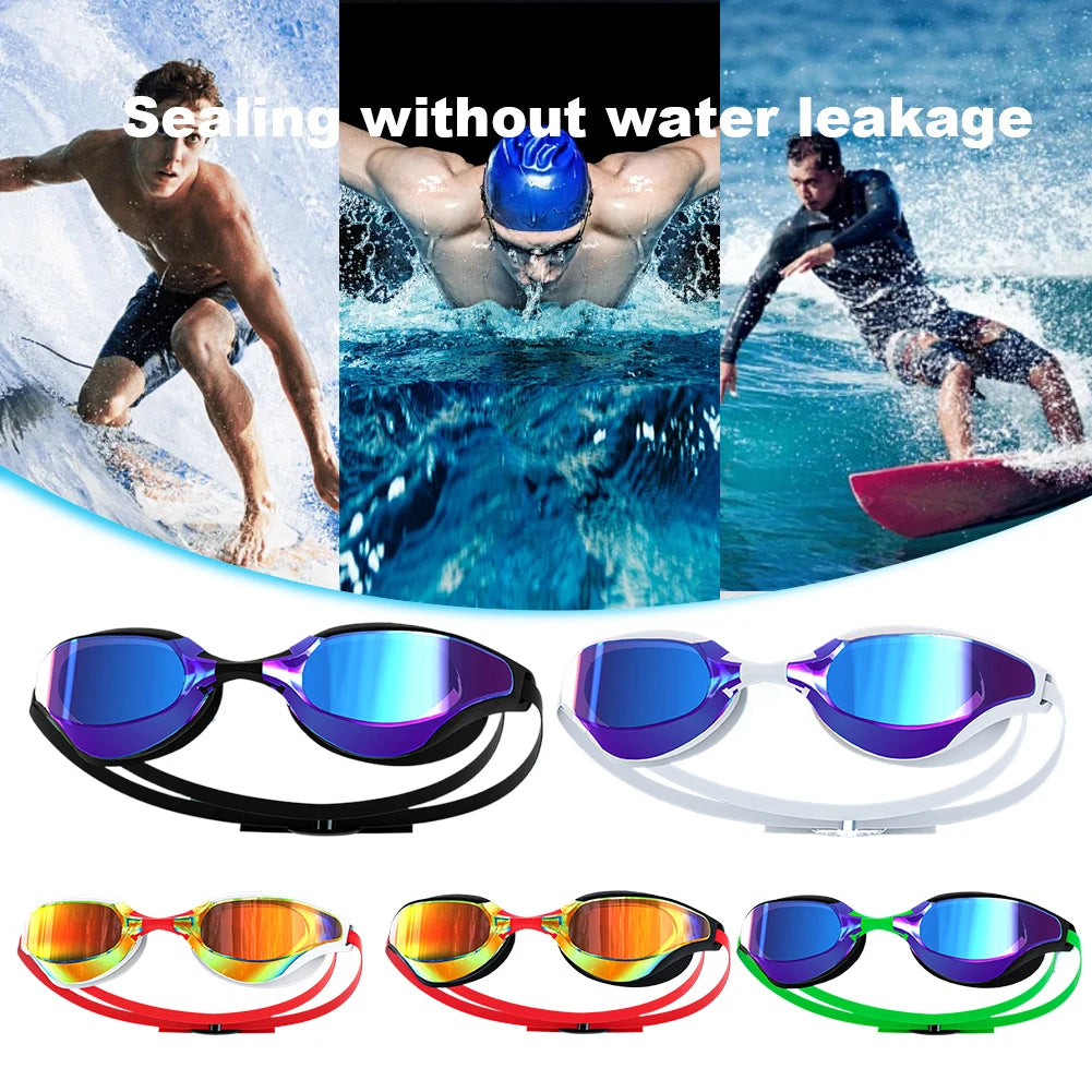 Professional Swim Glasses Anti-Fog Swim Sports Eyewear Adjustable Wide View Swim Goggles UV Protection for Women Men