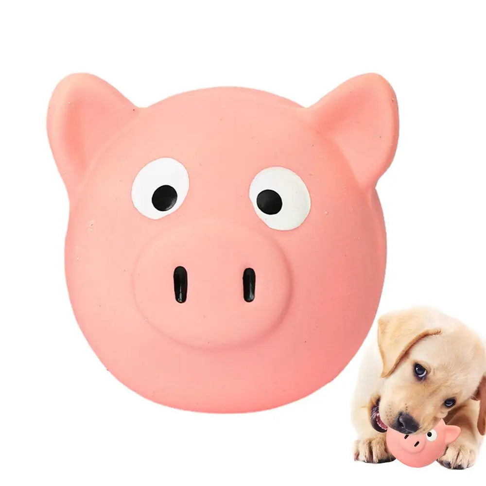 Squeaky Dog Toys Grunting Pig Dog Toy Squeaker Puppy Chew Small Pacifier Pig Model Ball Toy Cute Funny Latex Balls Tongue Squeak