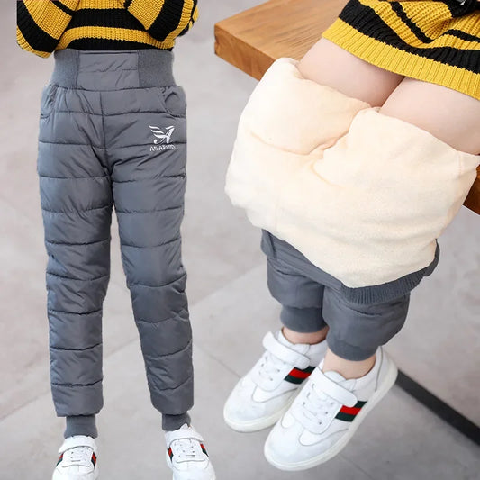 Children Trousers Winter New Boys Girls Thicken Outer Wear Warm Pants Waterproof Ski Children'S Clothing Long Pants