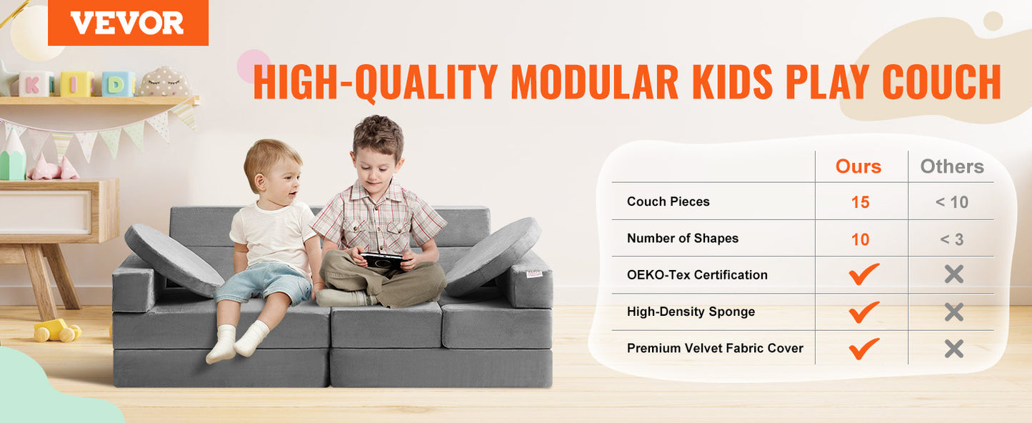 VEVOR Play Couch Kids Sofa Toddler Foam Sofa Couch with High-density 25D Sponge for Playing Creativing Sleeping Kids Furniture